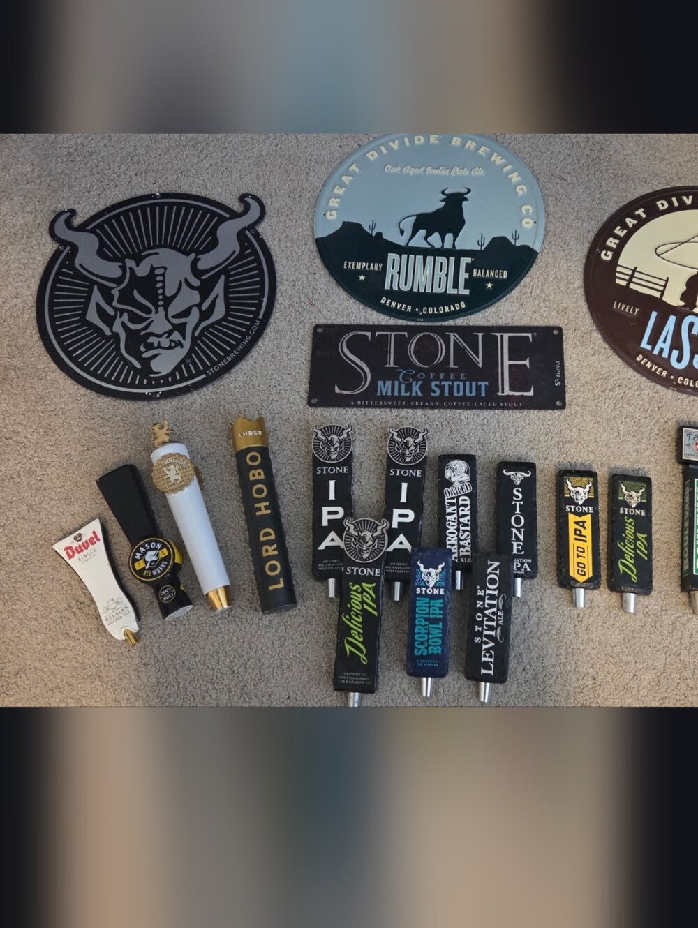 Stone Brewing Tap Handle and Brewery Sign Set - 25 For Each